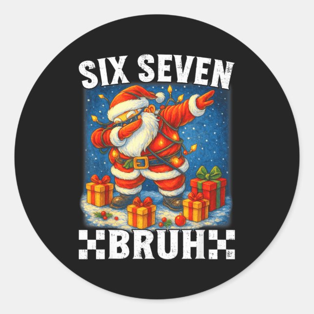 Pegatina Redonda 67 Christmas Bruh 6 7 Funny Meme Gift Teen Boys Gi (Anverso)