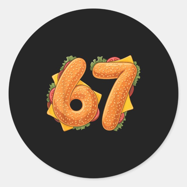 Pegatina Redonda 67 Christmas Burger Shirt 6 7 Meme Funny 67 Hambur (Anverso)