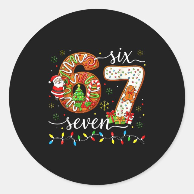 Pegatina Redonda 67 Christmas Gingerbreadman 6 7 Meme Xmas 67  (Anverso)