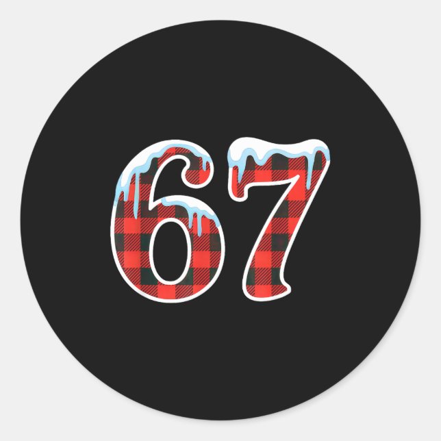 Pegatina Redonda 67 Christmas Meme Funny Six Seven Slang  (Anverso)