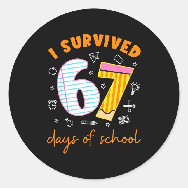 Pegatina Redonda 67 Days Of School Cool Teacher Design  (Anverso)