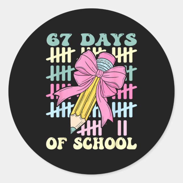 Pegatina Redonda 67 Days Of School Cool Teacher Design  (Anverso)