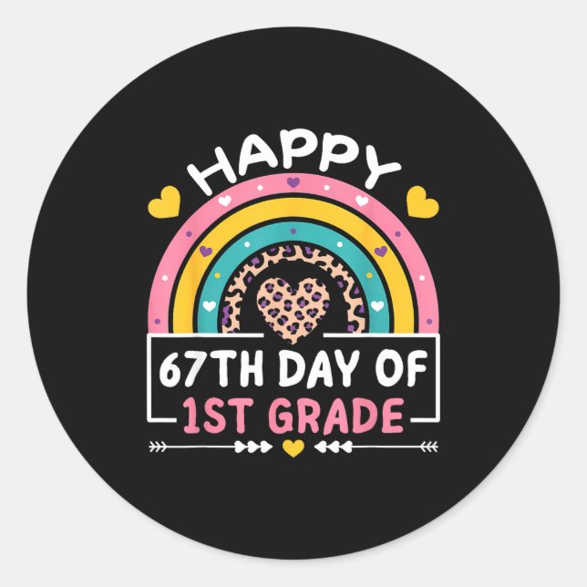 Pegatina Redonda 67 Days Of School Happy 67th Day Of 1st Grade Teac (Anverso)