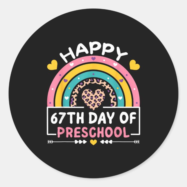 Pegatina Redonda 67 Days Of School Happy 67th Day Of Preschool Teac (Anverso)