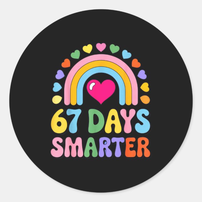 Pegatina Redonda 67 Days Smarter Happy Teacher Back To School Celeb (Anverso)