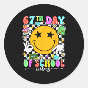 Pegatina Redonda 67 Días De Colegio Meme 100º Día De Colegio Vibrac