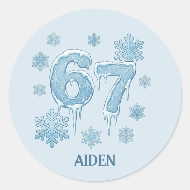 Pegatina Redonda 67 Divertida 6 7 Seis Siete Navidad Personalizada (Anverso)