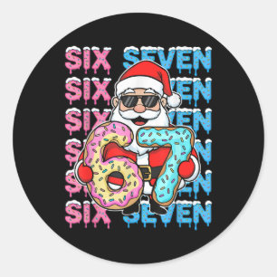 Pegatina Redonda 67 Donut Navidad Divertido Seis Siete Meme Santa N
