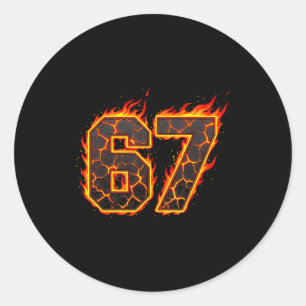 Pegatina Redonda 67 Flames Meme Seis Siete Fuego Divertido Gen Alph