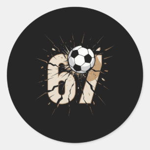 Pegatina Redonda 67 Goteo de fútbol juvenil con cerebro podrido - N