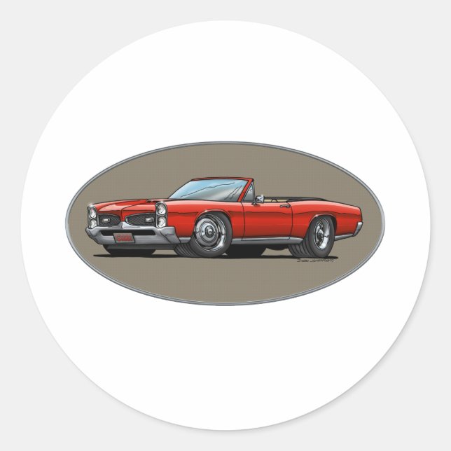 Pegatina Redonda 67 GTO_Red_Convertible (Anverso)