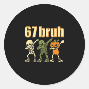Pegatina Redonda 67 Halloween Bruh Divertido Meme Brainrot Seis Sie