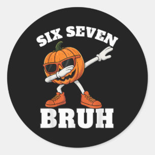 Pegatina Redonda 67 Halloween Divertido Seis Siete Bruh Meme Brainr