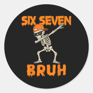 Pegatina Redonda 67 Halloween Divertido Seis Siete Meme Brainrot Ca