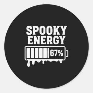Pegatina Redonda 67 Halloween Energía Espeluznante Brainrot Meme Se
