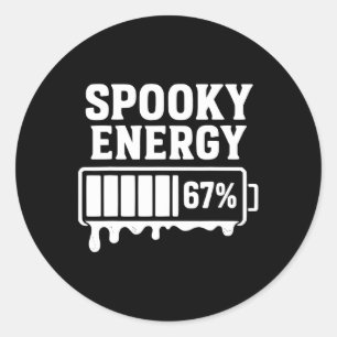 Pegatina Redonda 67 Halloween Energía Espeluznante Meme Brainrot Se