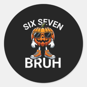 Pegatina Redonda 67 Halloween Funny Seis Siete Memes Calabaza De Be