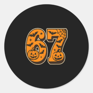 Pegatina Redonda 67 Halloween Seis Siete Brainrot Meme Niños Divert
