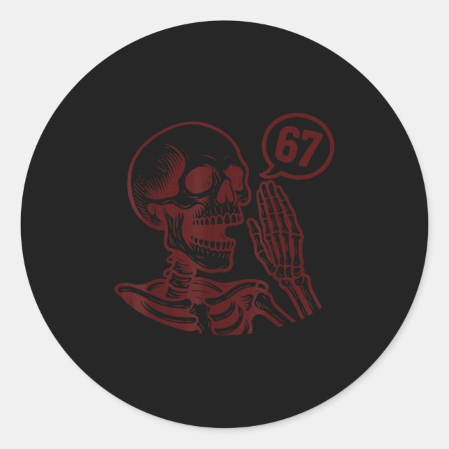 Pegatina Redonda 67 Halloween Skeleton Six Seven Meme Brainrot Funn (Anverso)