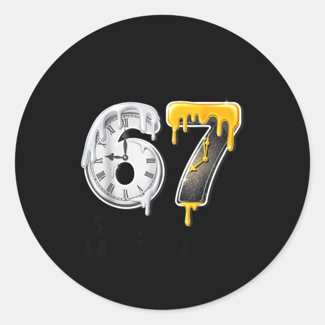 Pegatina Redonda 67 Happy New Year Countdown 2026 Funny Six Seven 6 (Anverso)