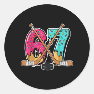 Pegatina Redonda 67 Helado Goteo Hockey Gen Alfa jerga Seis Siete