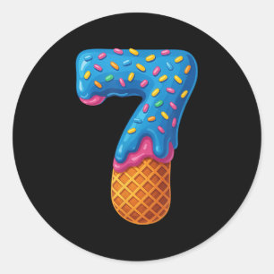 Pegatina Redonda 67 Helado Goteo Meme Divertido Seis Siete Gen-alph