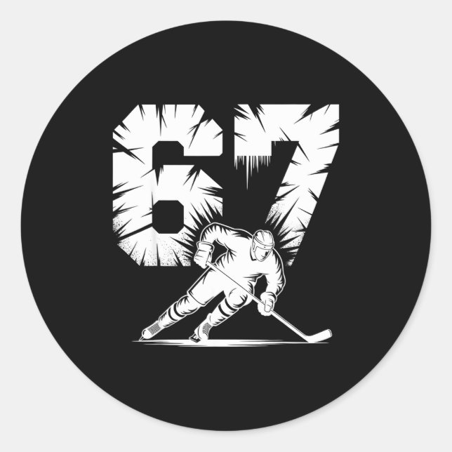 Pegatina Redonda 67 Hockey Cool Six Seven Gen Alpha Slang Winter St (Anverso)
