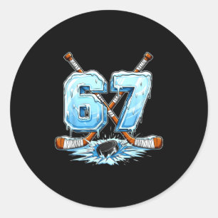 Pegatina Redonda 67 Hockey Goteo Número Estilo Meme Divertido Gráfi