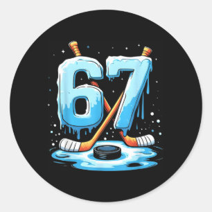 Pegatina Redonda 67 Hockey Helado Goteo Gen Alpha Jerga Chicos Homb