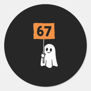 Pegatina Redonda 67 Humor de meme 6-7 Divertido Seis Siete Hallowee