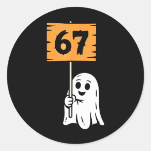 Pegatina Redonda 67 Humor de meme 6-7 Seis Siete Halloween