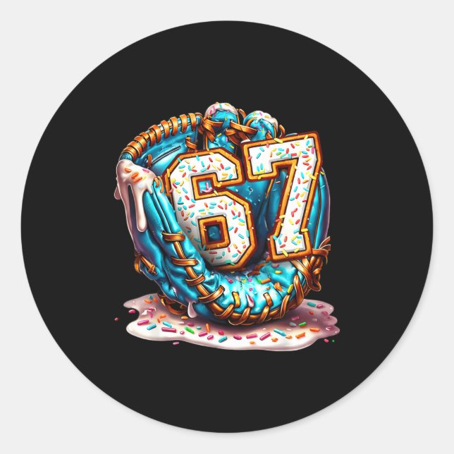 Pegatina Redonda 67 Ice Cream Drip Funny Six Seven Baseball  (Anverso)