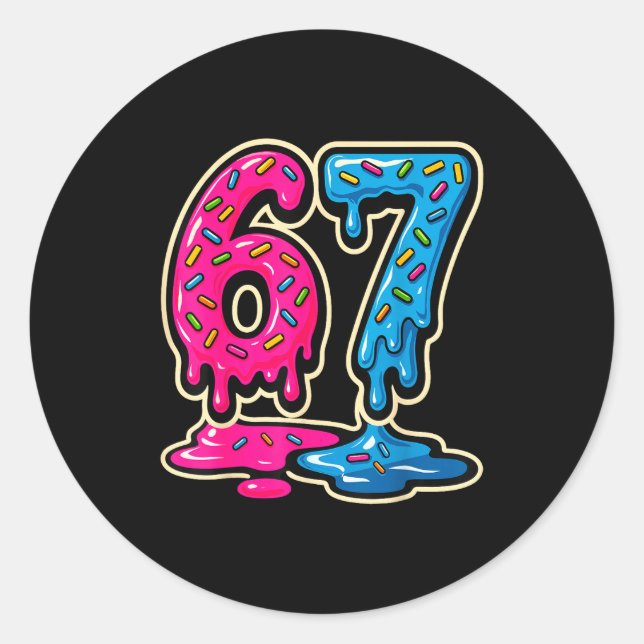 Pegatina Redonda 67 Ice Cream Meme Six Seven  (Anverso)