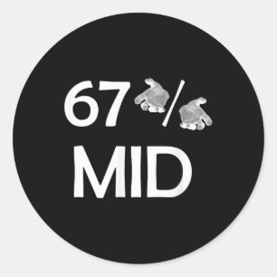 Pegatina Redonda 67% Manos de Meme Divertida Tendencia de Internet