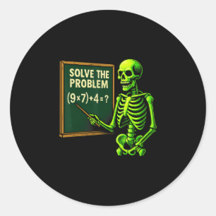 Pegatina Redonda 67 Matemáticas Halloween Esqueleto Meme para maest
