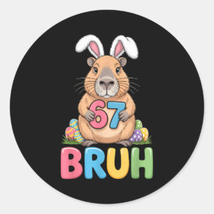 Pegatina Redonda 67 Meme 6 7 Bruh Seis Siete Pascua Capybara Niños