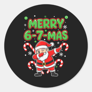 Pegatina Redonda 67 Meme Alpha Gen Slang Alegre 6-7-mas Santa Crist