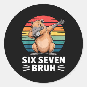 Pegatina Redonda 67 Meme Capybara Divertido Seis Siete Bruh Humor P