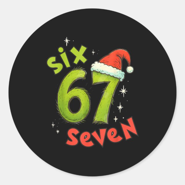 Pegatina Redonda 67 Meme Christmas Six Seven Xmas Men Women Boys Gi (Anverso)