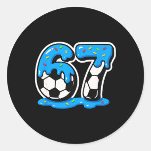 Pegatina Redonda 67 Meme de fútbol de helado que gotea Rotura de ce