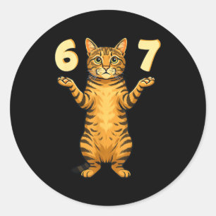 Pegatina Redonda 67 Meme de gato divertido humor de jerga Gen Alpha