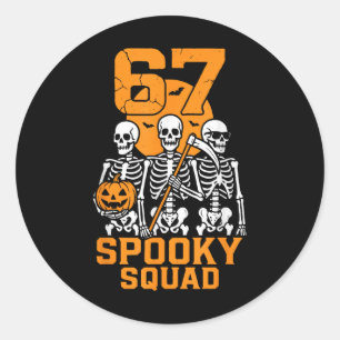 Pegatina Redonda 67 Meme de Halloween 6 7 Números Seis Siete Niños 