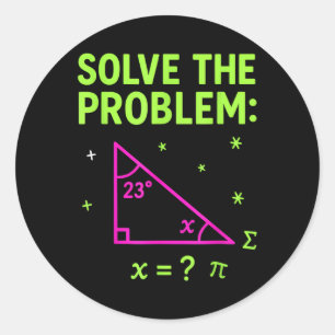 Pegatina Redonda 67 Meme de matemáticas Resuelve el problema Profes