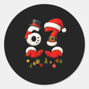 Pegatina Redonda 67 Meme de Navidad Divertido 6 7 Manos Lenguaje Ge