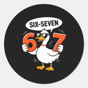 Pegatina Redonda 67 Meme de Pato Divertido Seis Siete Argot Gen Alp