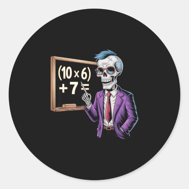 Pegatina Redonda 67 Meme de profesor de matemáticas Brainrot Seis S (Anverso)