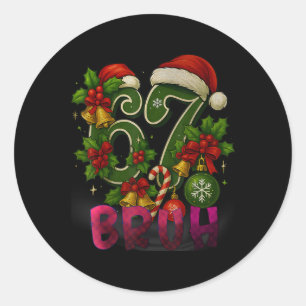 Pegatina Redonda 67 Meme Divertido Navidad Cuadro Rojo Xmas Pijama