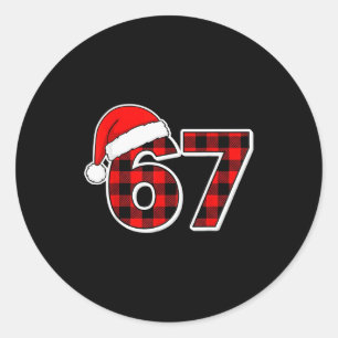 Pegatina Redonda 67 Meme Divertido Navidad Cuadro Rojo Xmas Pijama