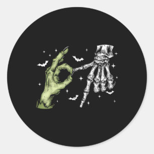 Pegatina Redonda 67 Meme Esqueleto Mano Zombie 6 7 Halloween Seis S