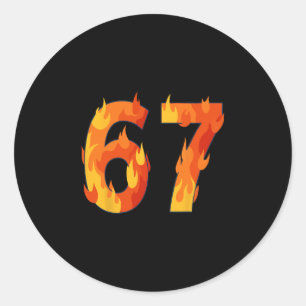 Pegatina Redonda 67 Meme Flames Divertido Seis Siete Argot Gen Alfa